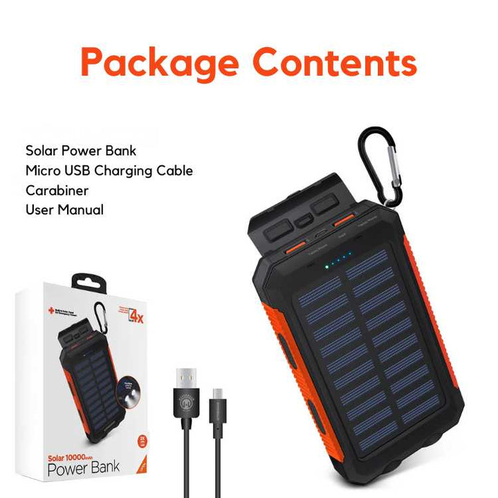 Robust 10.000mAh Solcelle Power Bank med Dobbelt USB-porte