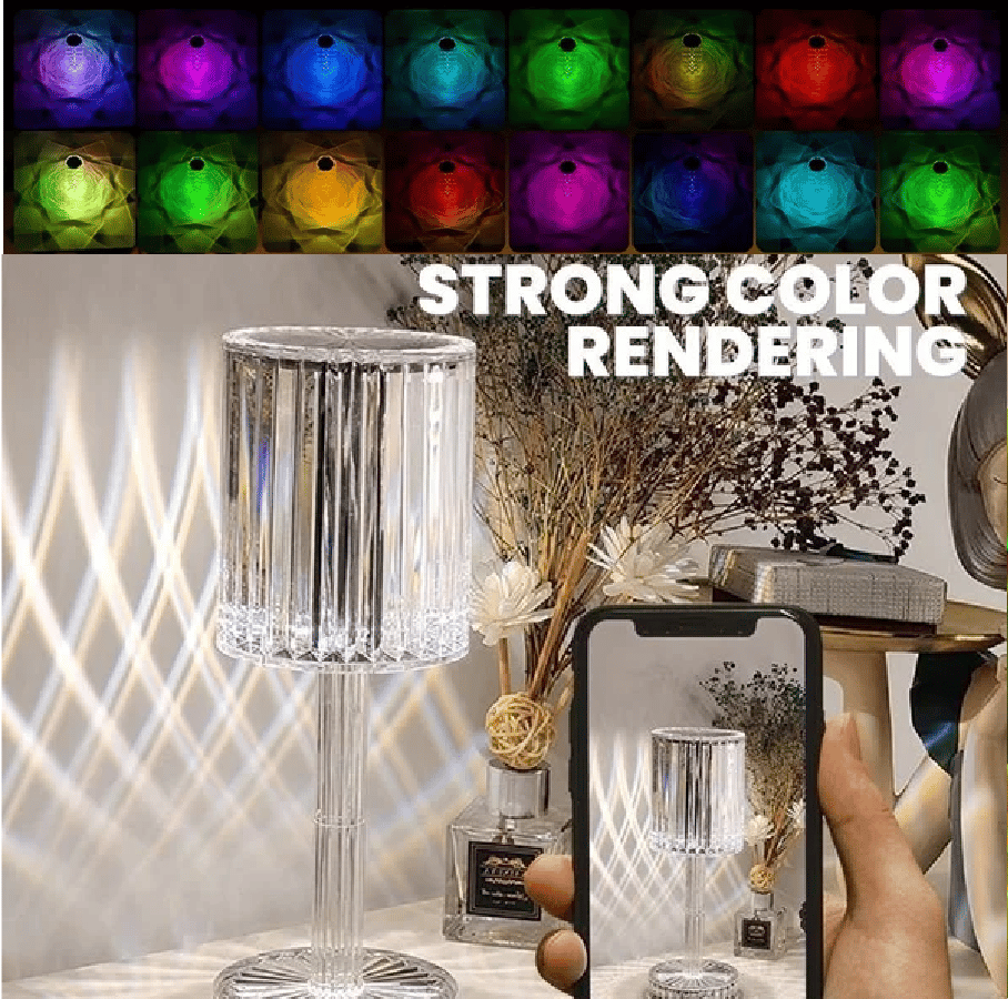 Berøringskontrol Krystal Bordlampe med RGB Lys
