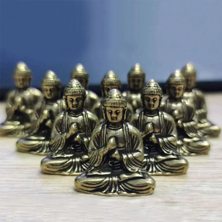 Mini Messing Buddha Statuer - Sæt af 10 Rejsefigurer til Indretning
