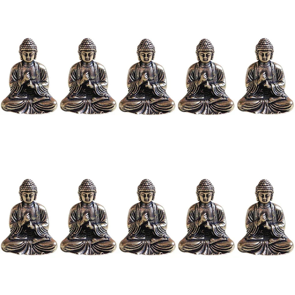 Mini Messing Buddha Statuer Sæt til Rejse og Dekor