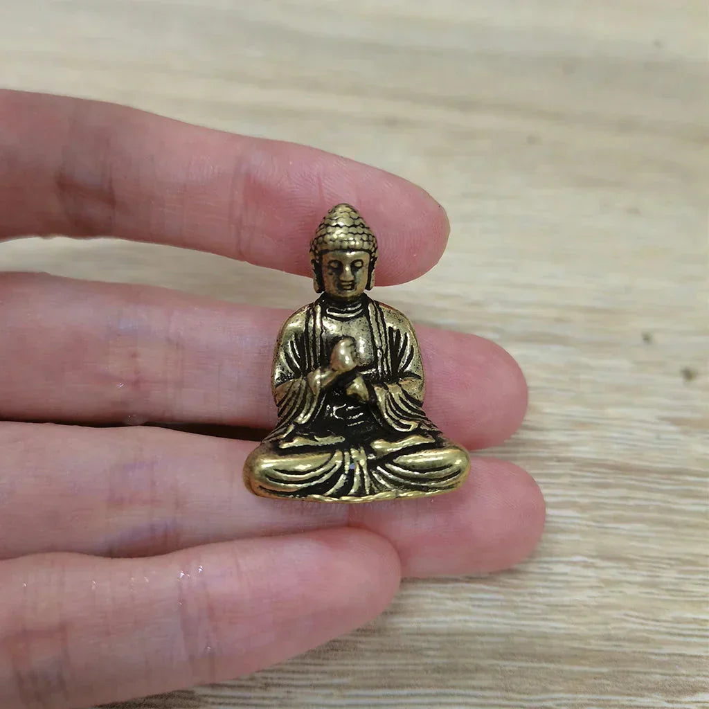 Mini Messing Buddha Statuer - Sæt af 10 Rejsefigurer til Indretning