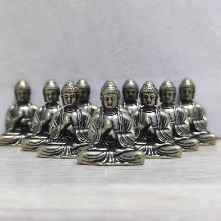 Mini Messing Buddha Statuer - Sæt af 10 Rejsefigurer til Indretning