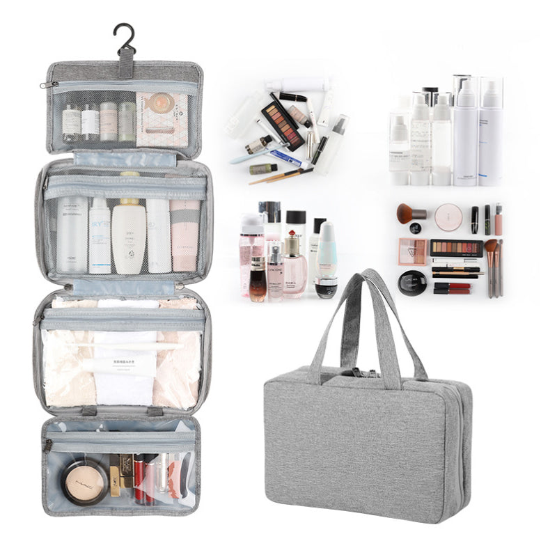 Kompakt Rejse Kosmetik Organizer med 4 Rum og Gennemsigtige Sider