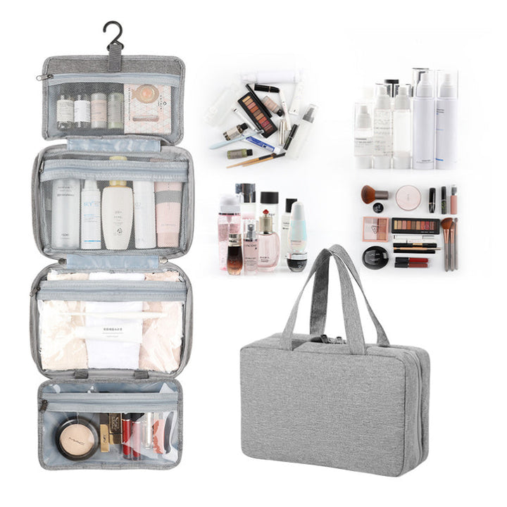 Kompakt Rejse Kosmetik Organizer med 4 Rum og Gennemsigtige Sider