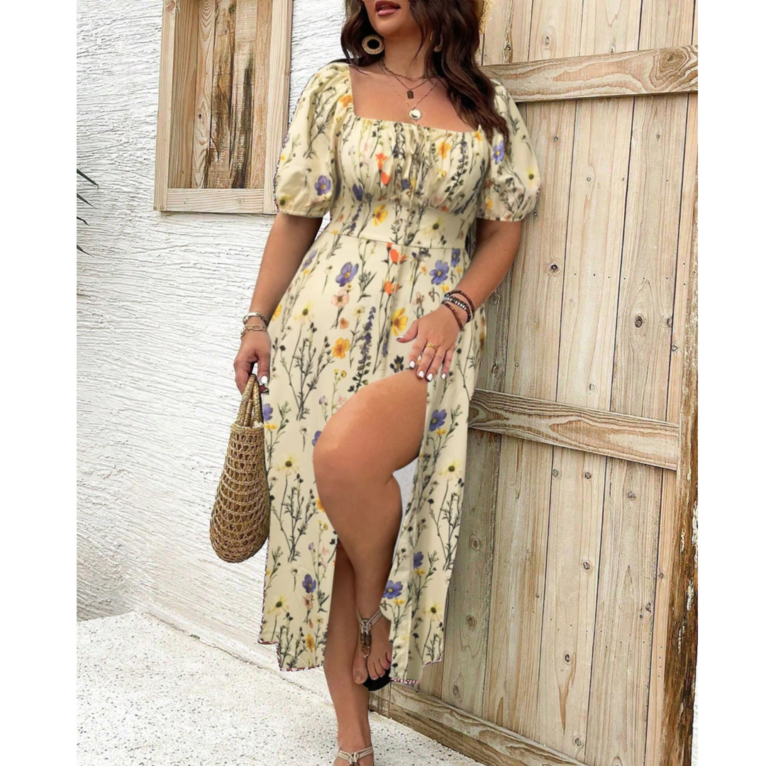 Eleanor™ | Elegant Plus Size Puff Sleeve Maxi Kjole