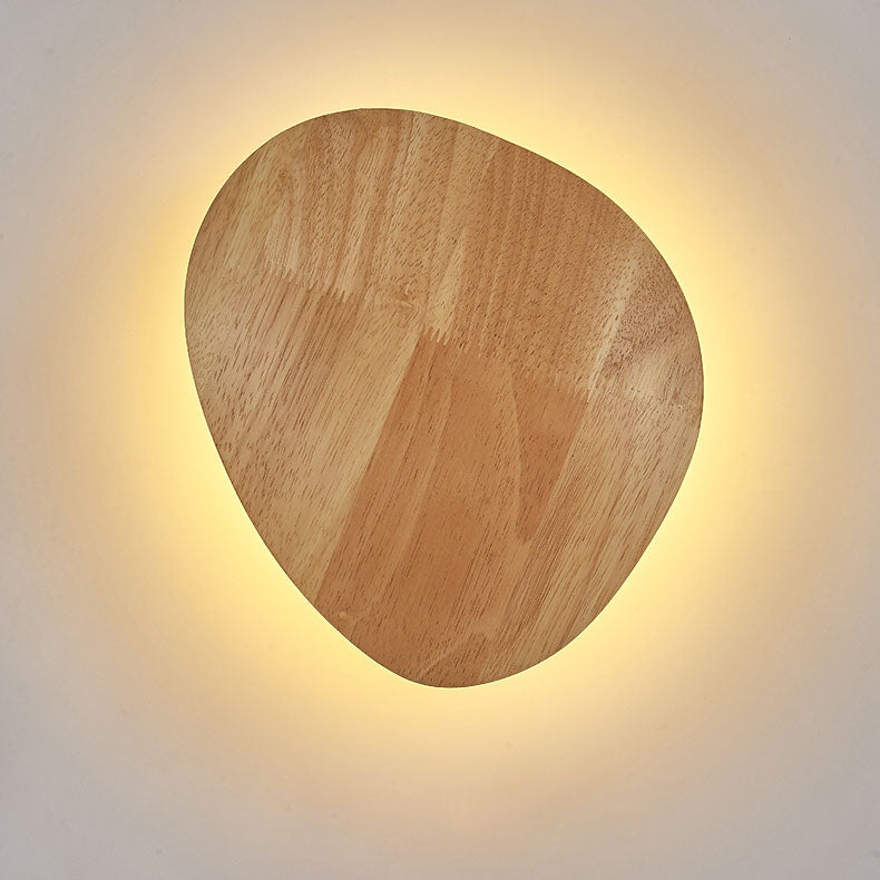 Minimalistisk Træ LED Væglampe i Rund og Oval Form