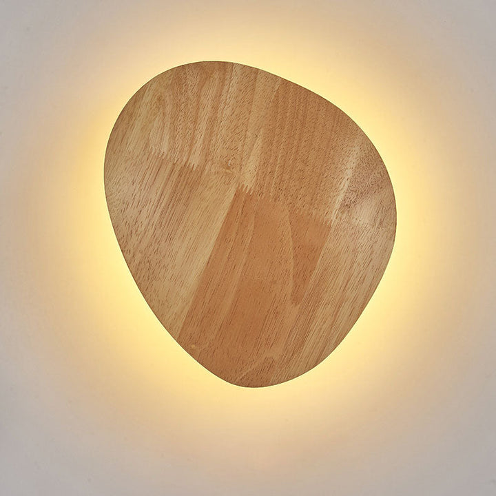 Minimalistisk Træ LED Væglampe i Rund og Oval Form