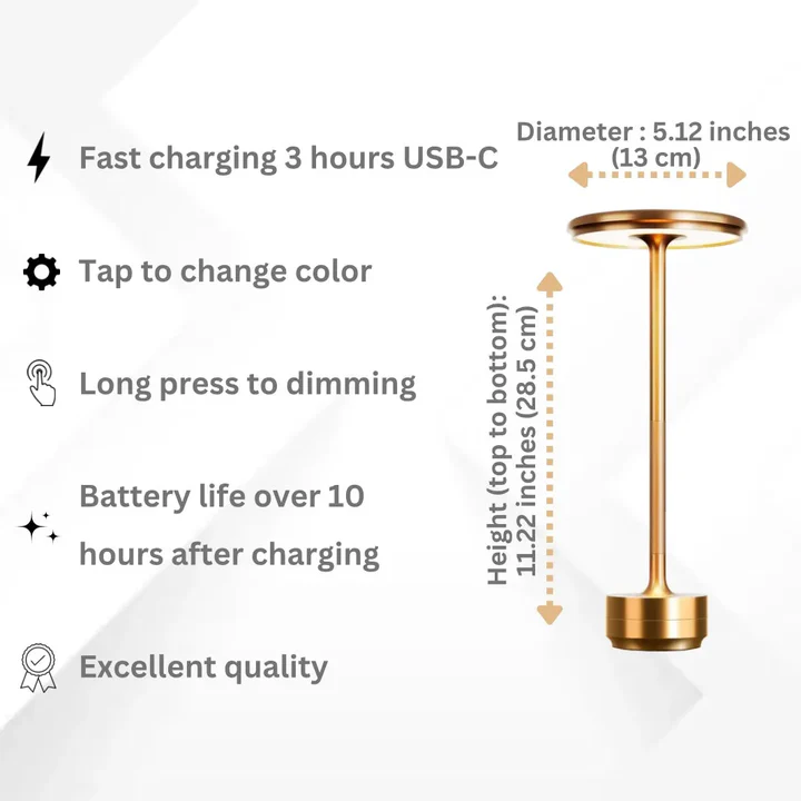 Dæmpbar Trådløs Bordlampe i Vandtæt Design