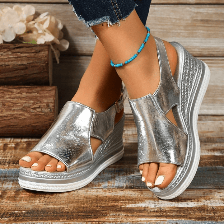 Stefanie | Dame Metalliske Platform Komfort Sandaler