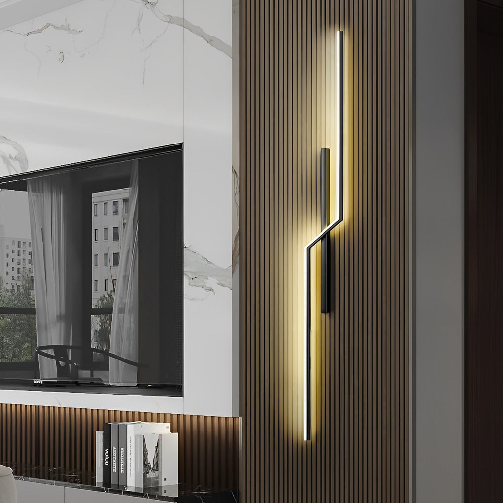 Moderne Sort og Guld LED Væglampe med Minimalistisk Design