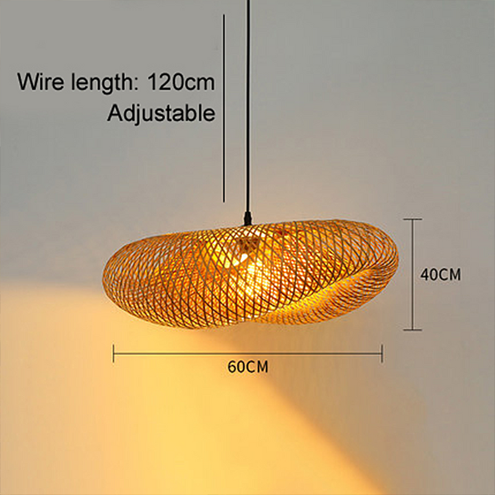 Bambus LED Loftlampe med Håndlavet Vævning