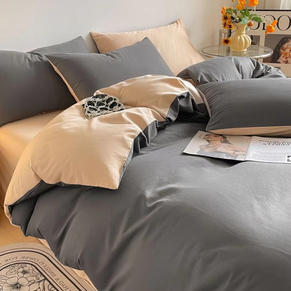 Satin Duvet Cover Sæt med Lynlås og Puder 100% Satin