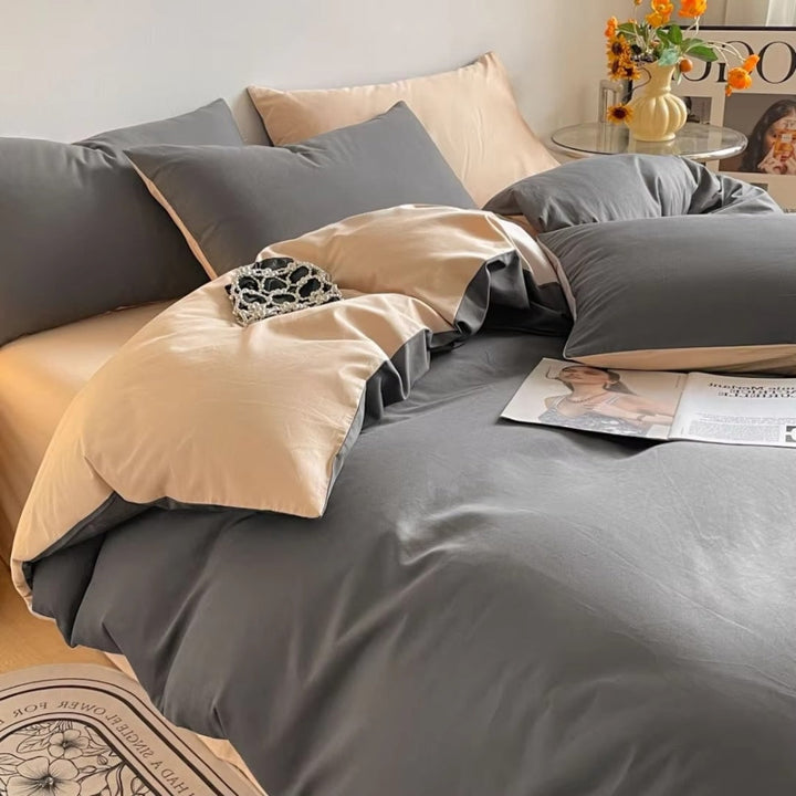Satin Duvet Cover Sæt med Lynlås og Puder 100% Satin
