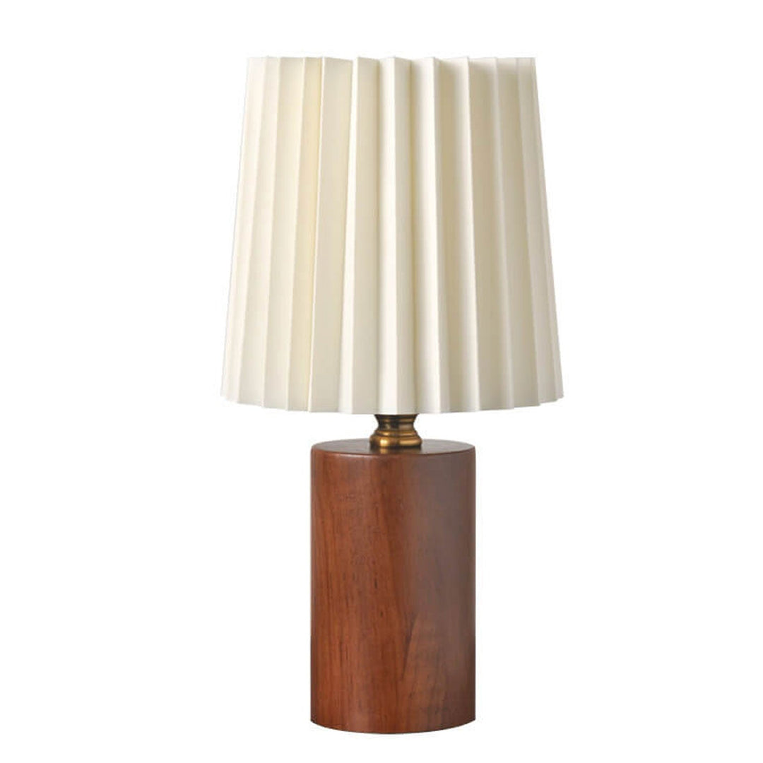 Vintage Koreansk Bordlampe med Plisseret Skærm og Træfod