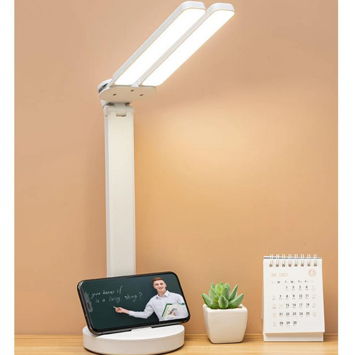 Justerbar Genopladelig LED Skrivebordslampe med Telefonholder