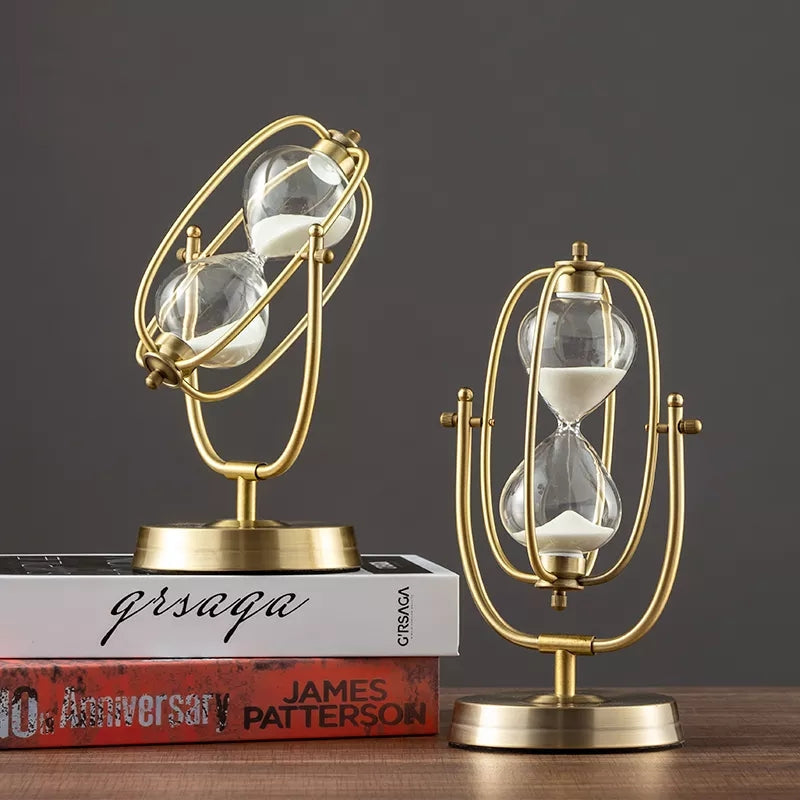 Antik Europæisk Timeglas i Metal og Glas