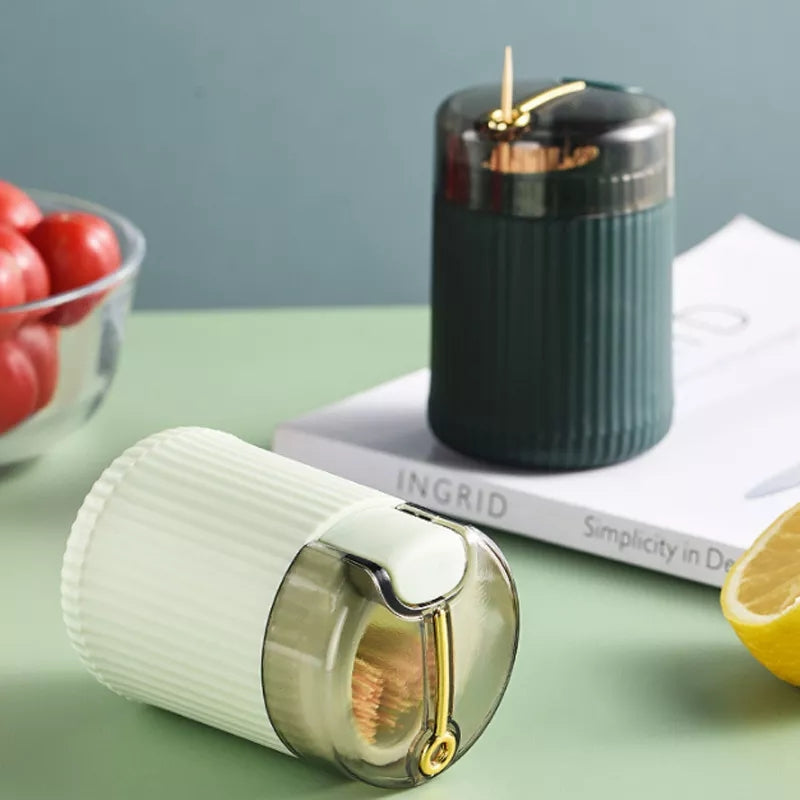 Nordisk Tandstikdispenser med Trykudløsningsdesign - Grøn, Lys Grøn, Rød