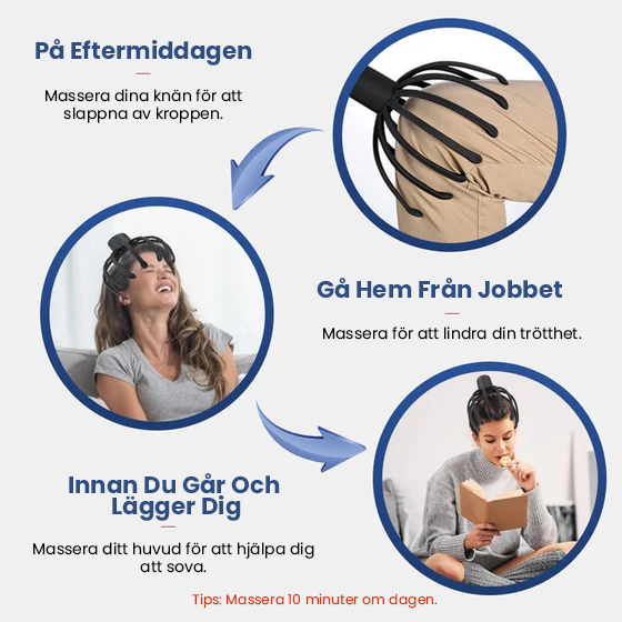 Genopladeligt Blæksprutte Hovedmassageapparat med Vibrationer