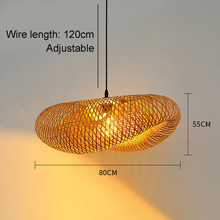 Bambus LED Loftlampe med Håndlavet Vævning