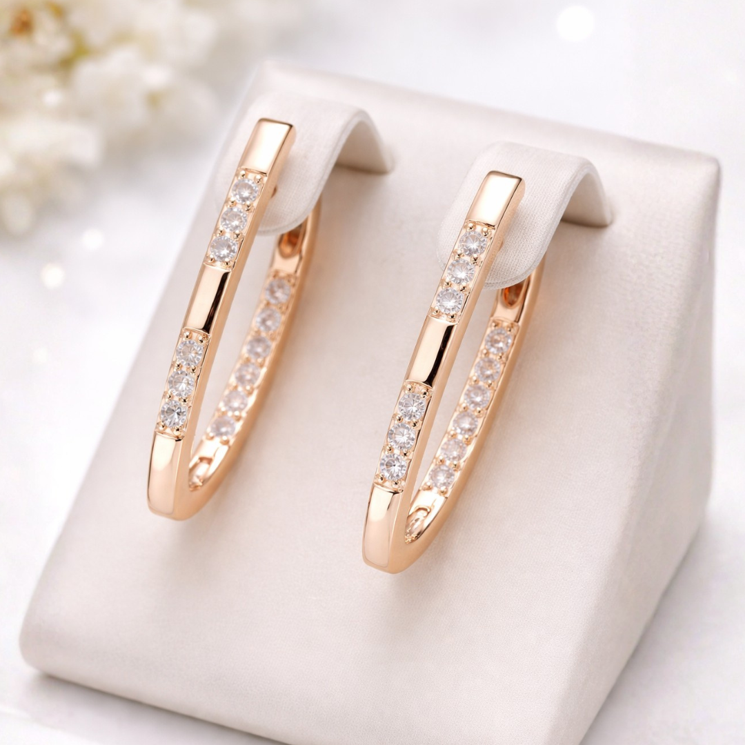 Eksklusive Lange Øreringe med Funlende Sten