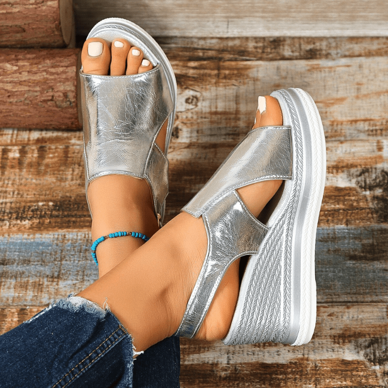 Stefanie | Dame Metalliske Platform Komfort Sandaler