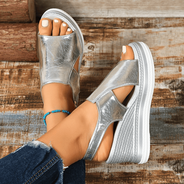 Stefanie | Dame Metalliske Platform Komfort Sandaler