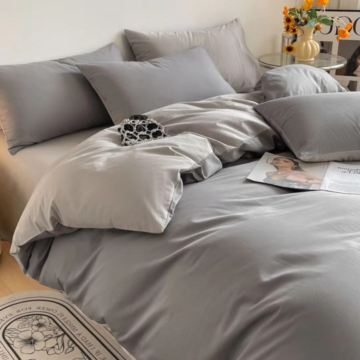 Satin Duvet Cover Sæt med Lynlås og Puder 100% Satin