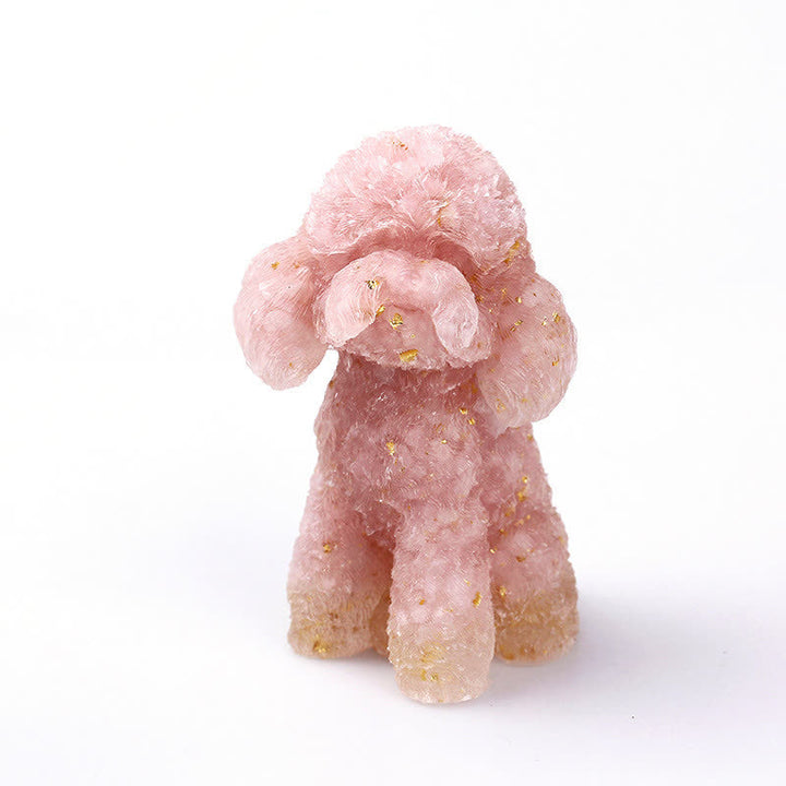 Naturligt Krystal Poodle Sten Ornament i Ædelsten