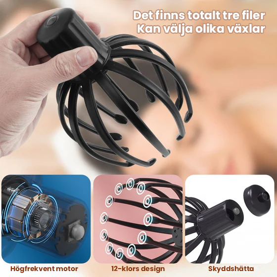 Genopladeligt Blæksprutte Hovedmassageapparat med Vibrationer