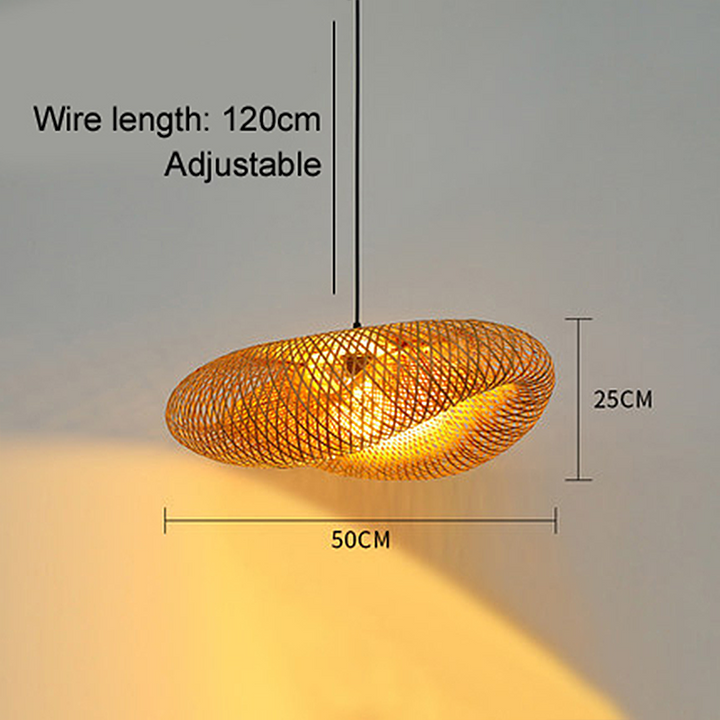 Bambus LED Loftlampe med Håndlavet Vævning