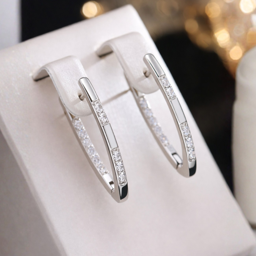 Eksklusive Lange Øreringe med Funlende Sten