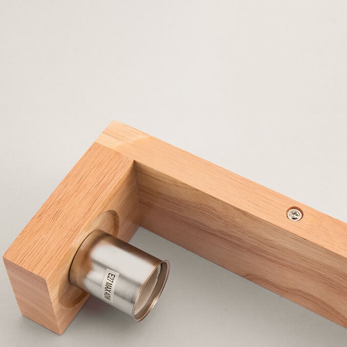 Minimalistisk Væglampe i Massiv Træ og Glas
