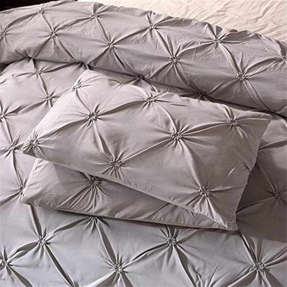 Pintuck Duvet Cover Sæt i Mikrofiber - 3 Stykker