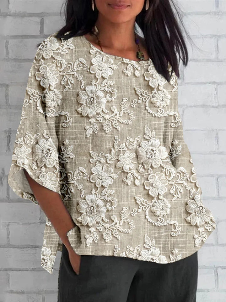 Diana™ | Retro Blomster Relaxed Bluse