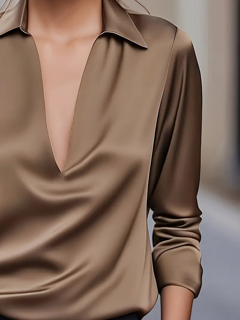 Eva™ | Luksus Satin V-Hals Bluse