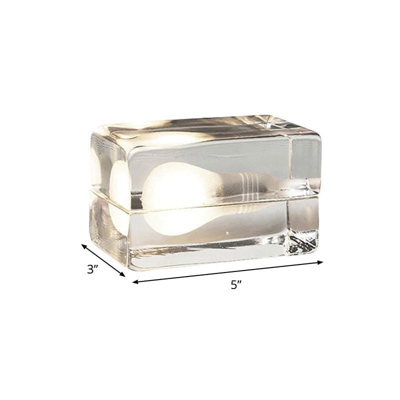 Moderne Clear Cube Bordlampe i Glas
