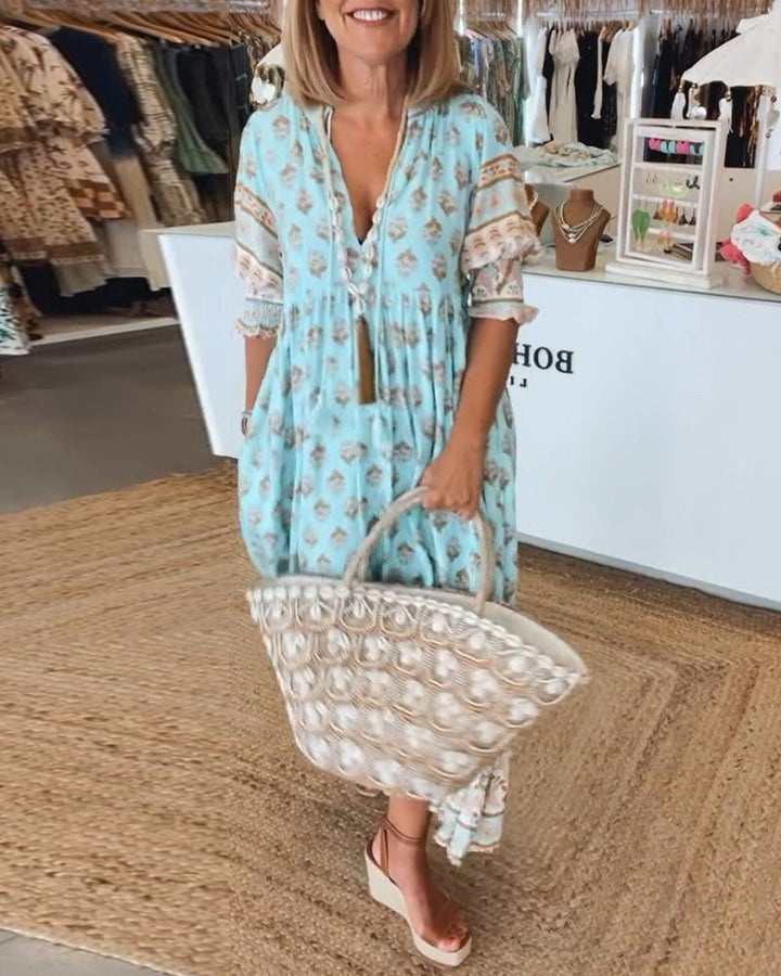 Audrey™ | Boho Midi Fringing Kjole