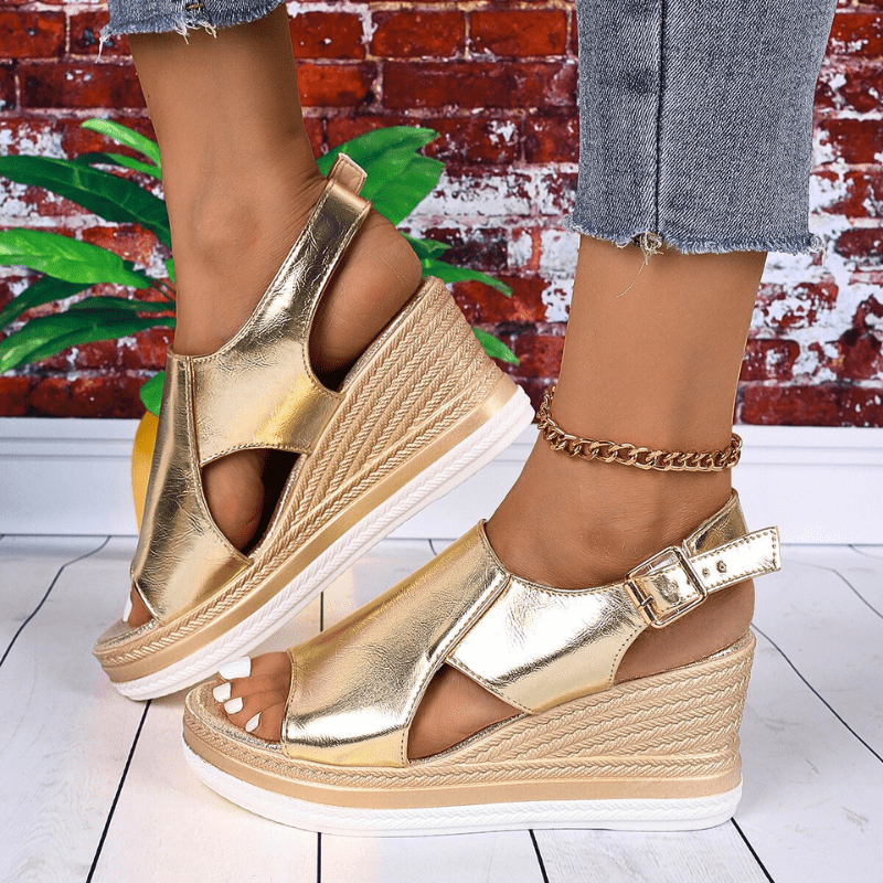 Stefanie | Dame Metalliske Platform Komfort Sandaler