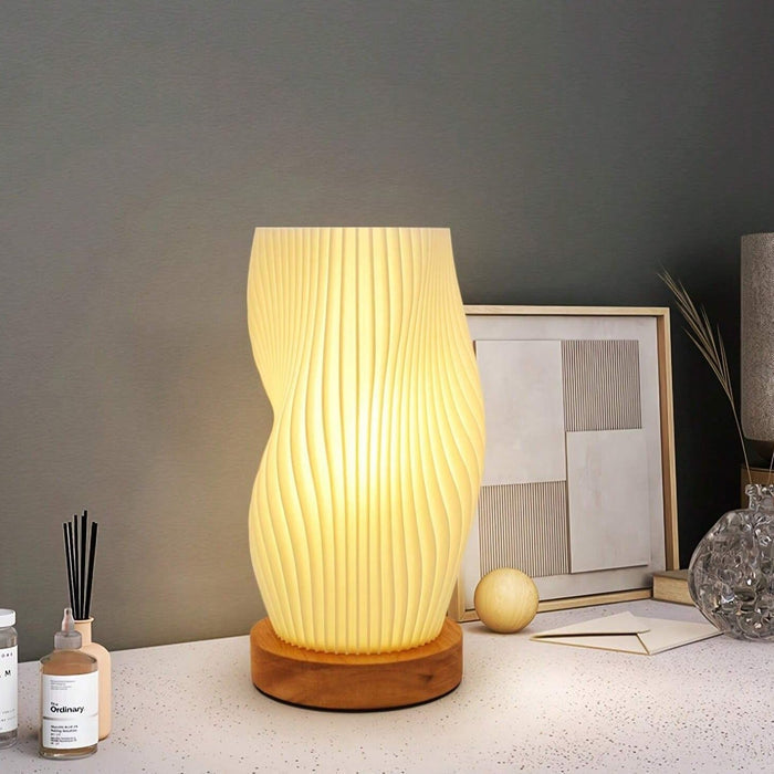 Dimmbar Plisseret Bordlampe med USB og Justerbart Lys