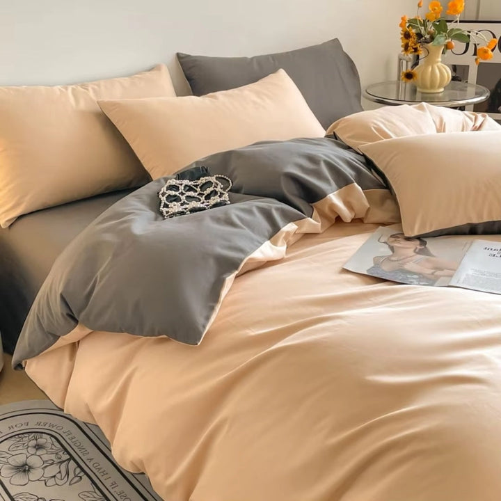 Satin Duvet Cover Sæt med Lynlås og Puder 100% Satin