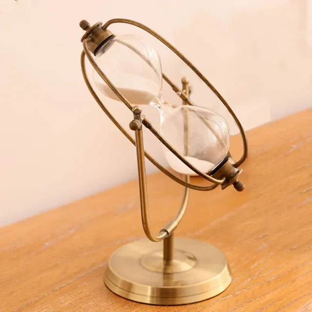 Hvid Sandtimeglas i Zinklegering og Glas - Vintage Design