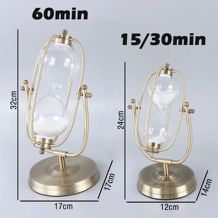 Hvid Sandtimeglas i Zinklegering og Glas - Vintage Design