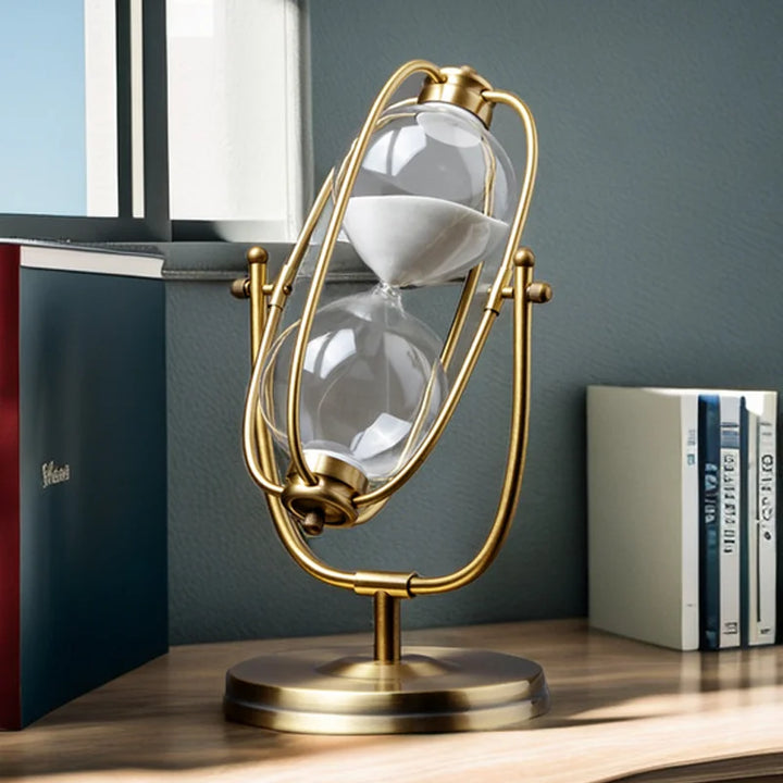 Hvid Sandtimeglas i Zinklegering og Glas - Vintage Design