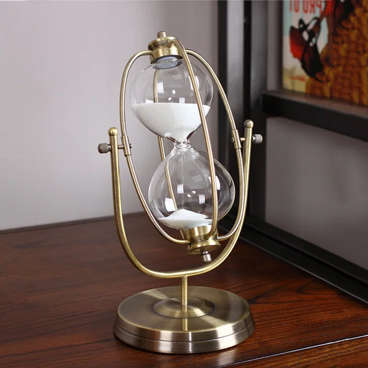 Hvid Sandtimeglas i Zinklegering og Glas - Vintage Design