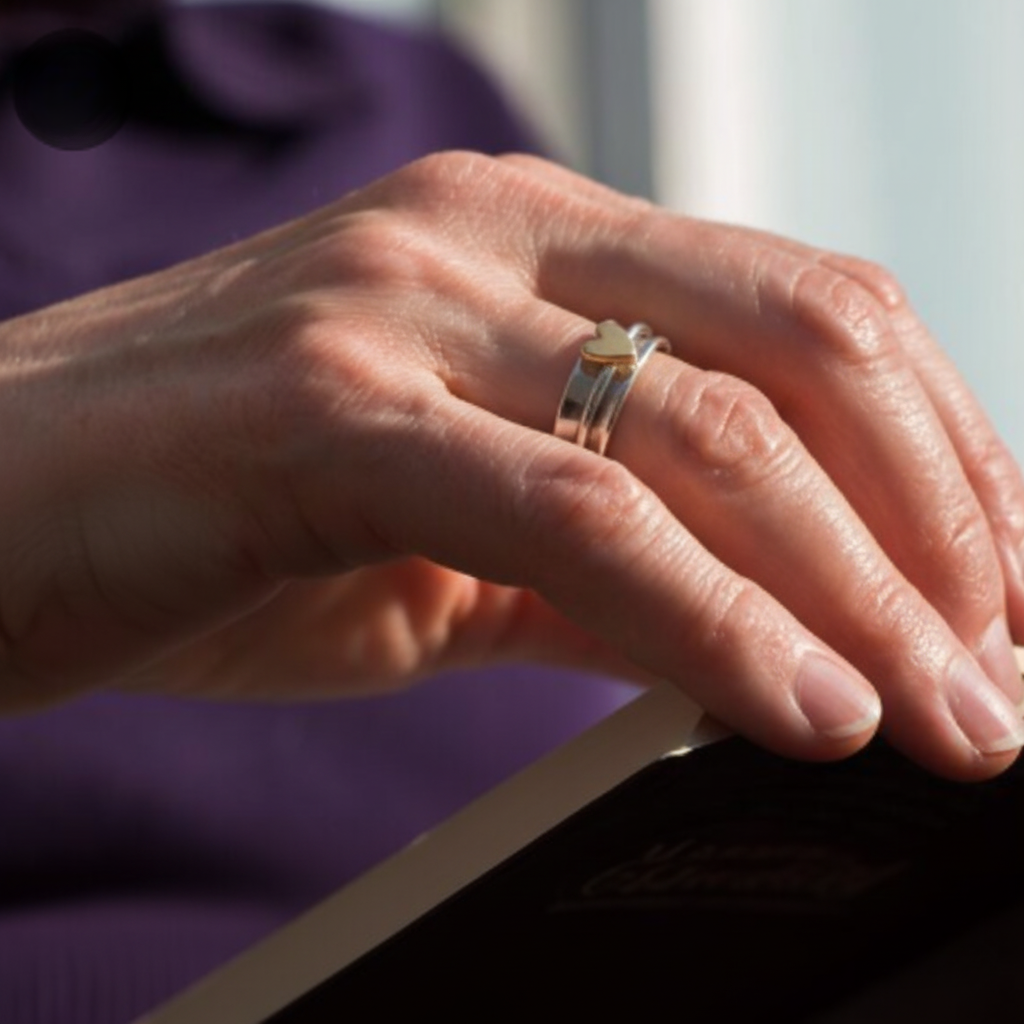 Vintage Golden Heart Sølv Ring