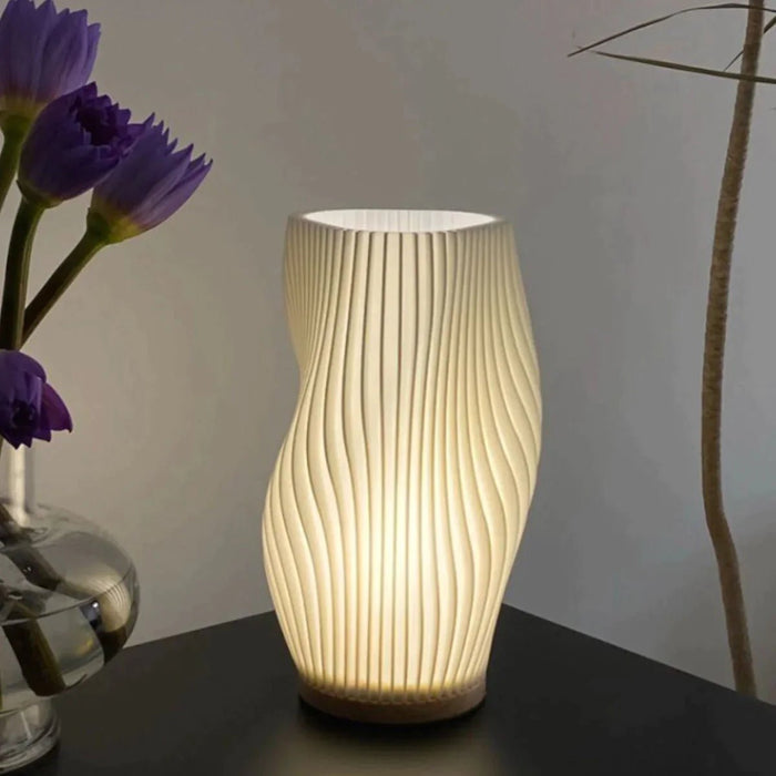 Dimmbar Plisseret Bordlampe med USB og Justerbart Lys