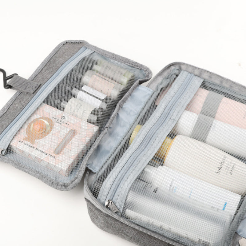 Kompakt Rejse Kosmetik Organizer med 4 Rum og Gennemsigtige Sider