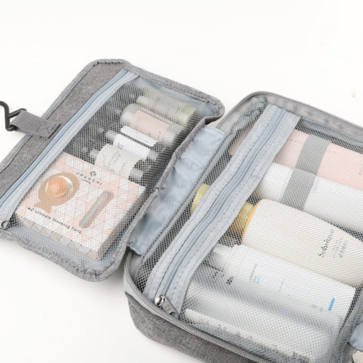 Kompakt Rejse Kosmetik Organizer med 4 Rum og Gennemsigtige Sider