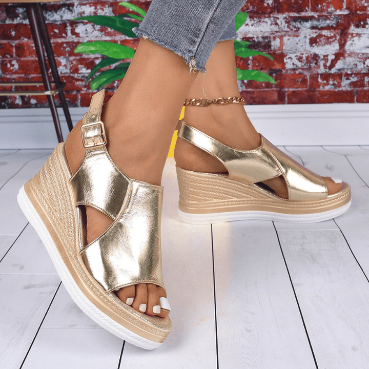 Stefanie | Dame Metalliske Platform Komfort Sandaler
