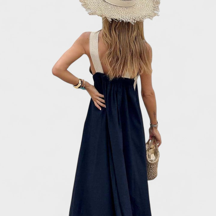 Sue™ | Elegant Cross-Neck Maxi Kjole